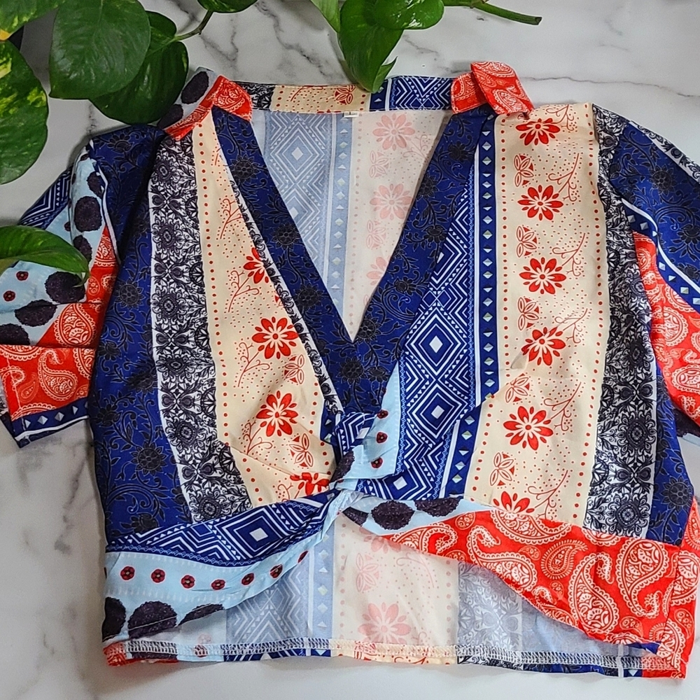 Multicolor Boho Crop Top